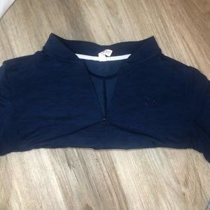 Blue Under Armour Heat Gear Quarter Zip Short Sleeve Shirt